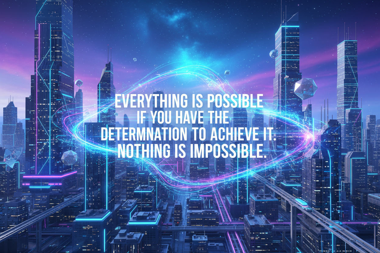 Everything is possible if you have the determination to achieve it. Nothing is impossible make it futuristics and type the words  